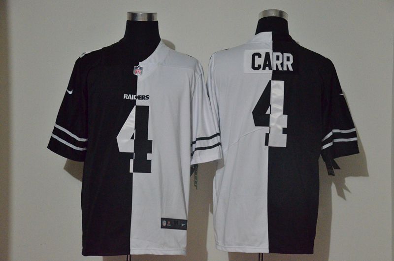 Men Oakland Raiders 4 Carr Black white Half version 2020 Nike NFL Jerseys